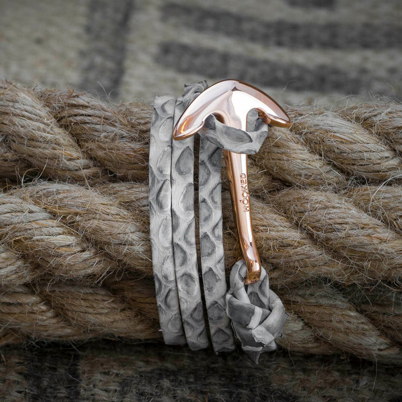 Rose Gold Anchor | Snake Leather wrap