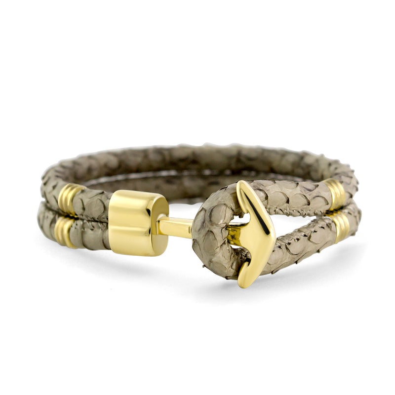 Gold Anchor | Braided Snake Leather