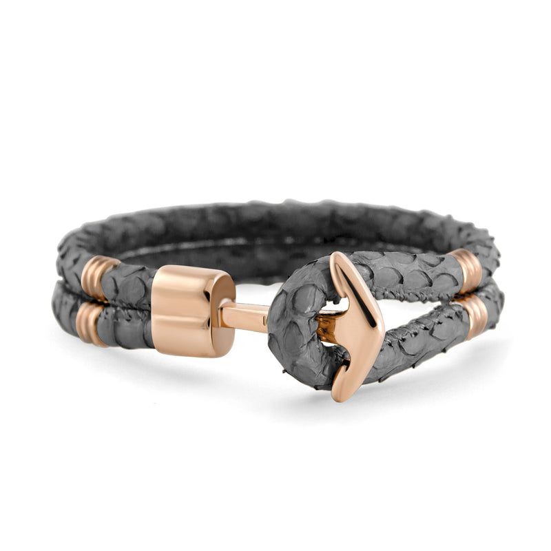 Rose Gold Anchor | Braided Snake Leather
