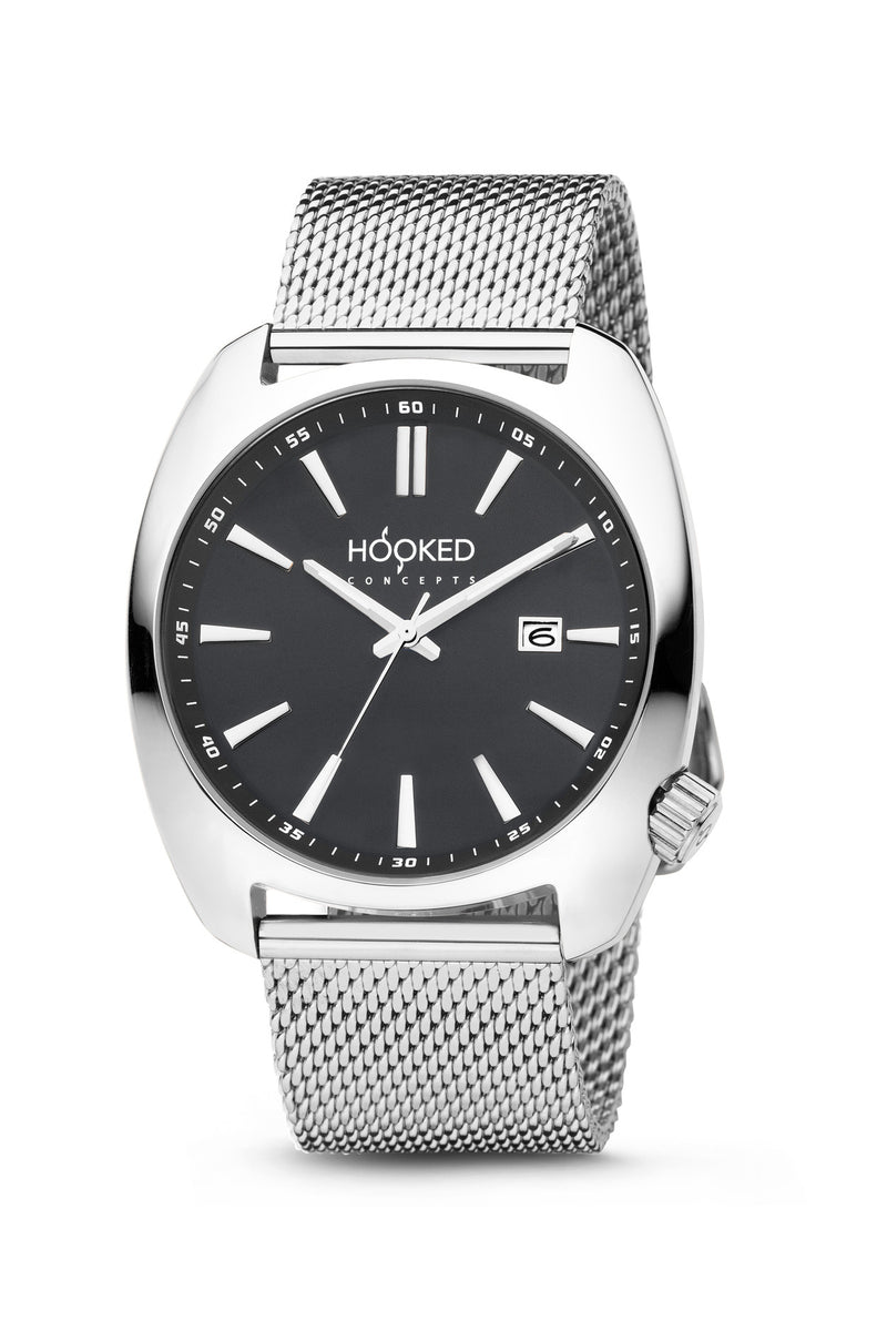 Silver Watch - Black Dial | Minimal date 45mm