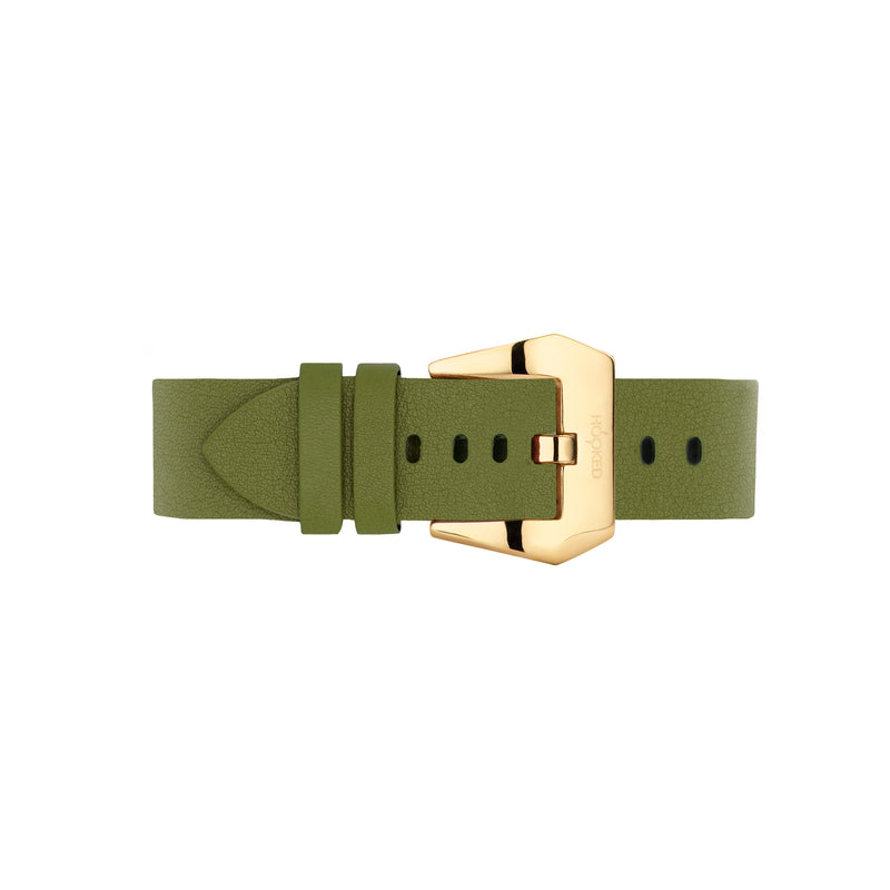 Needle grain Leather Strap | Golden Lime - 20MM
